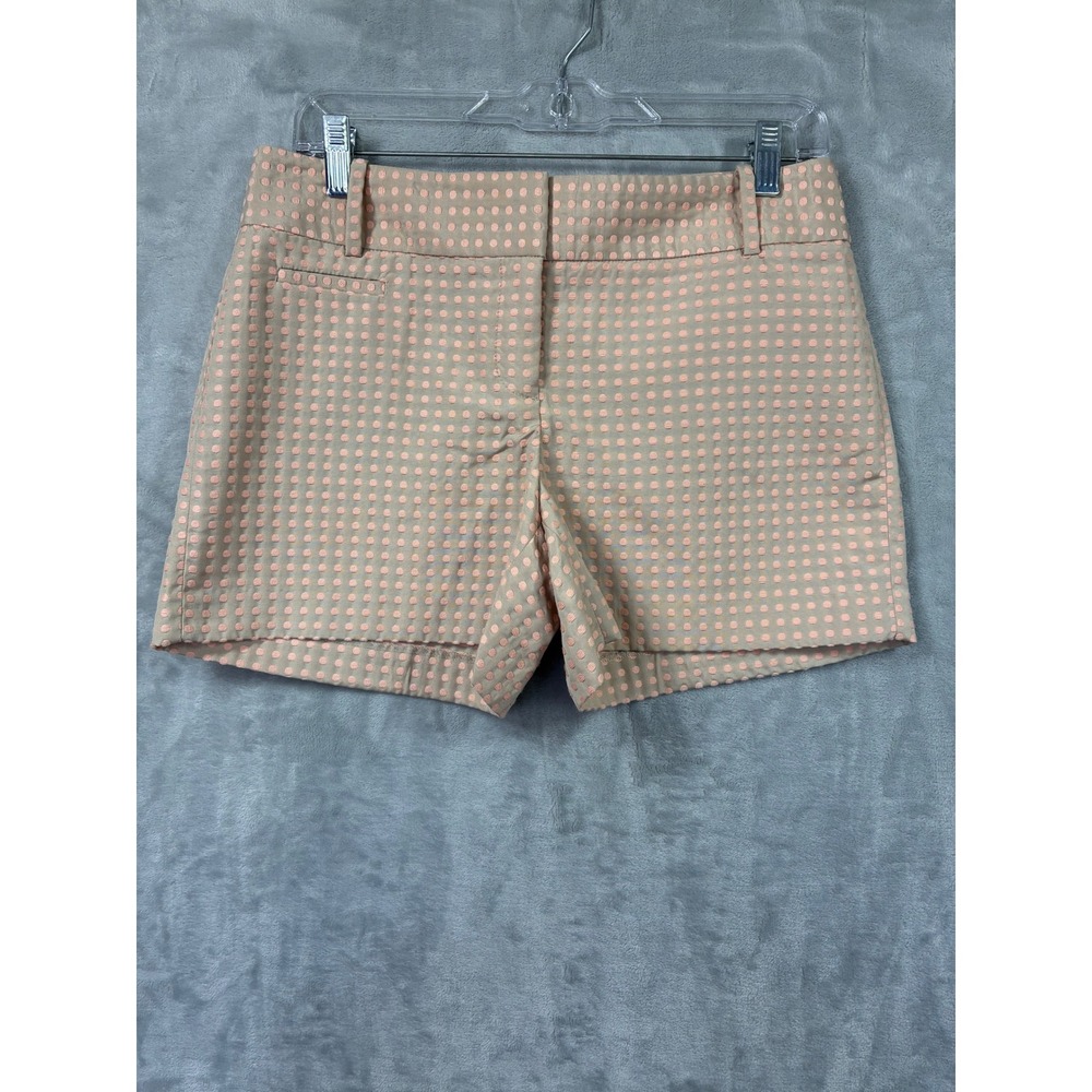 Ann Taylor LOFT Marisa Peach Polka Dot Shorts Womens Size 2 Textured Jacquard